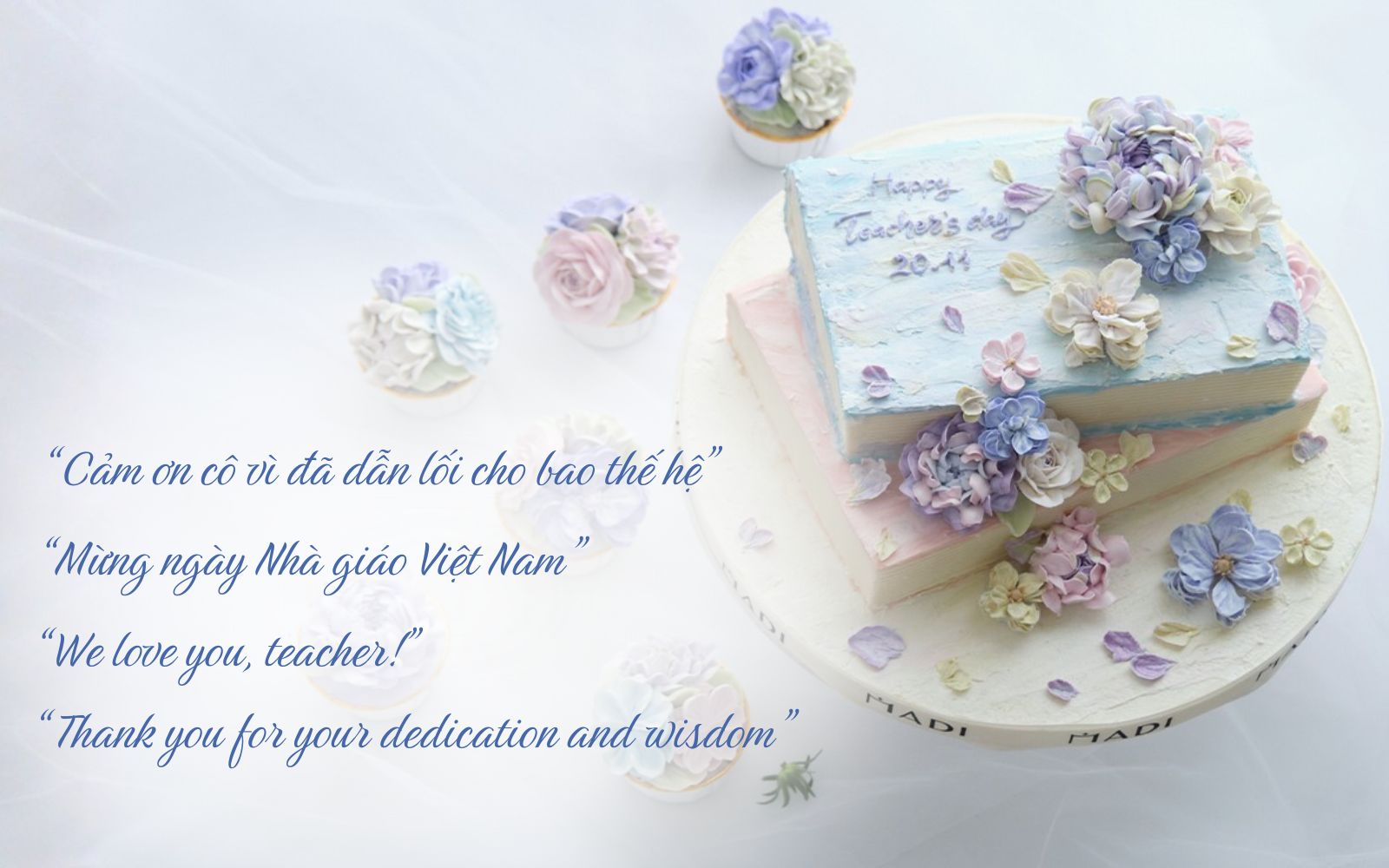 Chiếc bánh kem xinh xắn cùng thông điệp yêu thương sẽ làm ngày Nhà giáo Việt Nam thêm ý nghĩa